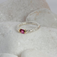 Load image into Gallery viewer, Pink Tourmaline Tension Ring in a Sterling Silver Hand Textured Tension Ring with a Gold accent