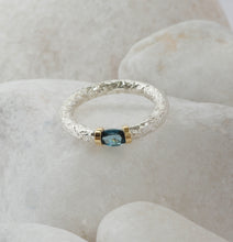 Load image into Gallery viewer, Sterling Silver and Gold Ring Featuring a London Blue Topaz