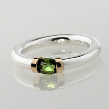 Load image into Gallery viewer, Green Tourmaline Ring in Silver And Gold