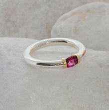 Load image into Gallery viewer, Silver and Gold Tension Ring with a Pink Tourmaline