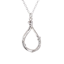 Load image into Gallery viewer, silver twig textured teardrop pendant