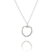 Load image into Gallery viewer, simple silver heart with twig texture