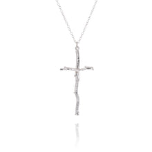 Load image into Gallery viewer, silver twig cross pendant