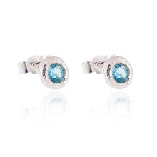 Load image into Gallery viewer, Gemstone Ear Studs With a Silver Twig Surround