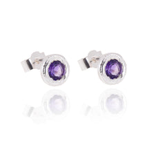 Load image into Gallery viewer, Gemstone Ear Studs With a Silver Twig Surround