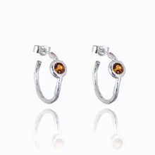 Load image into Gallery viewer, Citrine Hoop Earrings in Silver