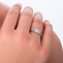Load image into Gallery viewer, Pearl And Turquoise Three Stone Ring