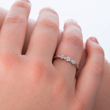 Load image into Gallery viewer, Three Stone Ring with precious stones and diamond.