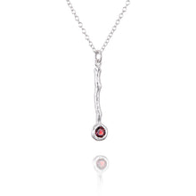 Load image into Gallery viewer, A garnet twig pendant in sterling silver