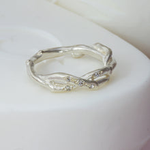 Load image into Gallery viewer, Organic silver and diamond ring