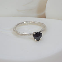 Load image into Gallery viewer, Heart Shaped Black Onyx in a sterling silver claw set ring Ring