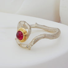 Load image into Gallery viewer, organic silver and tourmaline ring