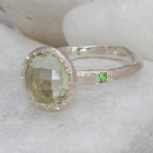 Load image into Gallery viewer, Green Amethyst and Tsavorite Garnet Ring