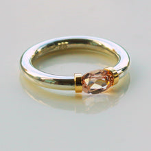 Load image into Gallery viewer, Morganite Tension Set Ring In Sterling Silver And Gold