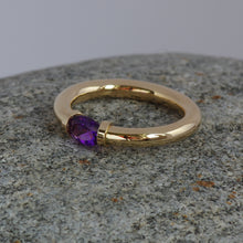 Load image into Gallery viewer, Amethyst Tension Ring in Gold
