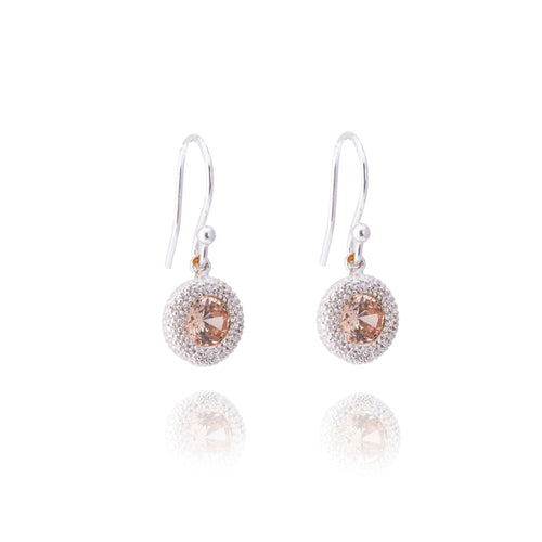 champagne diamond coloured drop earrings