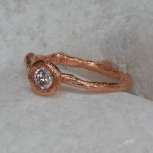 Load image into Gallery viewer, Woodland Style Solitaire Diamond Ring in Gold