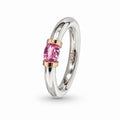 A Sterling Silver Pink Sapphire Tension Set Ring With Gold Detail