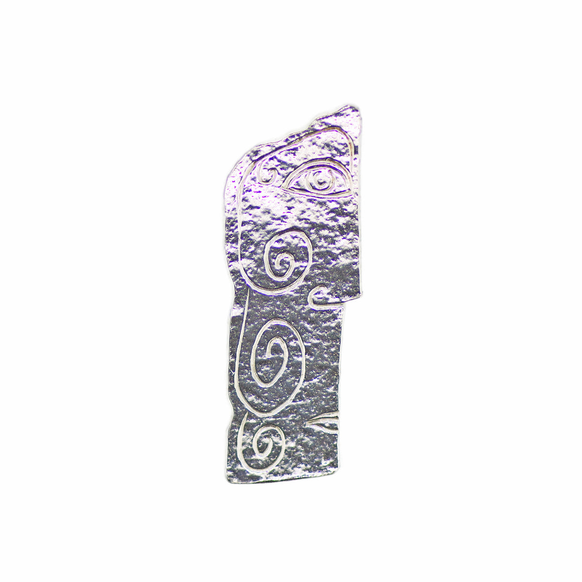 Long Sterling Silver Rock Carving Pendant