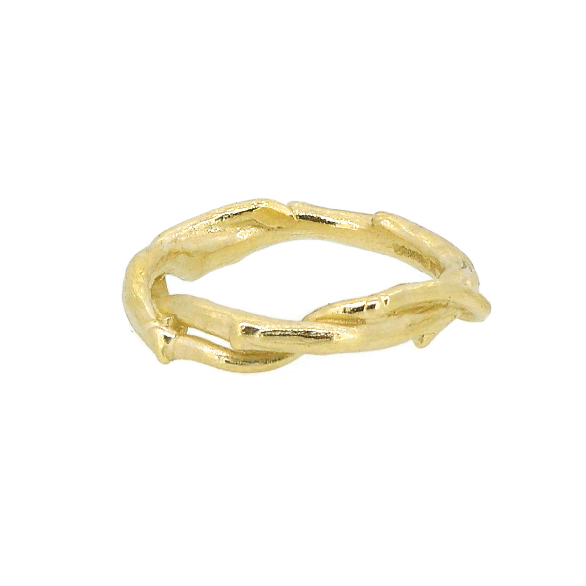 A Lovely Twin Strand Gold Ring Made From Two Pieces Of Cast Rosewood