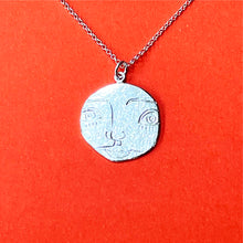 Load image into Gallery viewer, Engraved Little Face Mask Pendant In Sterling Silver
