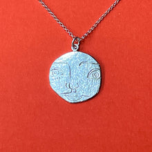 Load image into Gallery viewer, Silver Textured Pendant With A Hand Engraved Face

