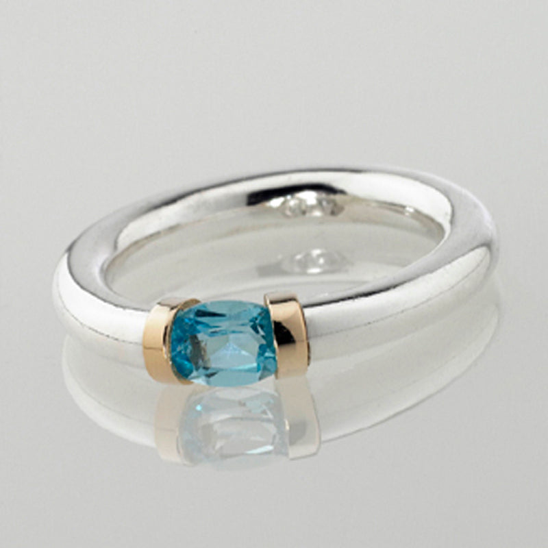 Silver Aquamarine Tension Ring