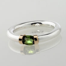 Load image into Gallery viewer, Green Tourmaline Ring in Silver And Gold
