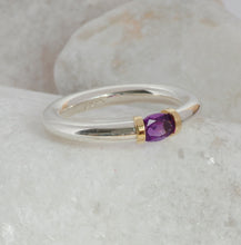 Load image into Gallery viewer, Silver and Gold Tension Ring with an Amethyst
