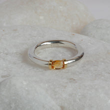 Load image into Gallery viewer, Silver and Gold Tension Ring with a Citrine Gemstone
