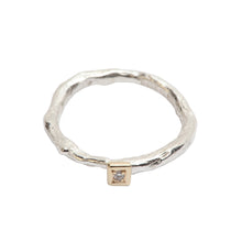 Load image into Gallery viewer, Silver and Gold Rose Root Ring, with a Small Diamond.
