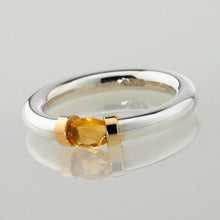 Load image into Gallery viewer, Tension Ring in Silver and Gold with Citrine
