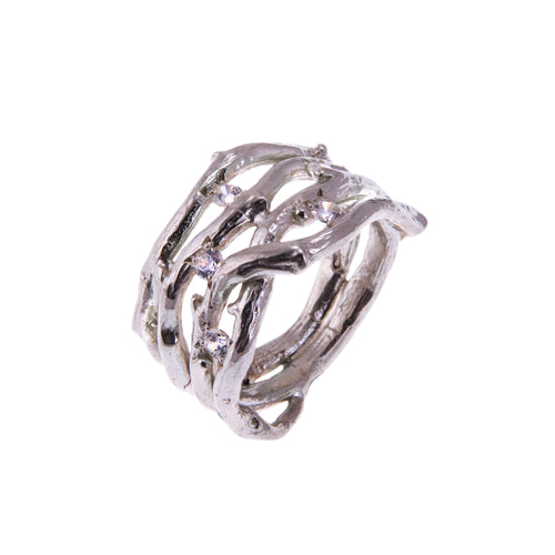 organic silver and topaz ring