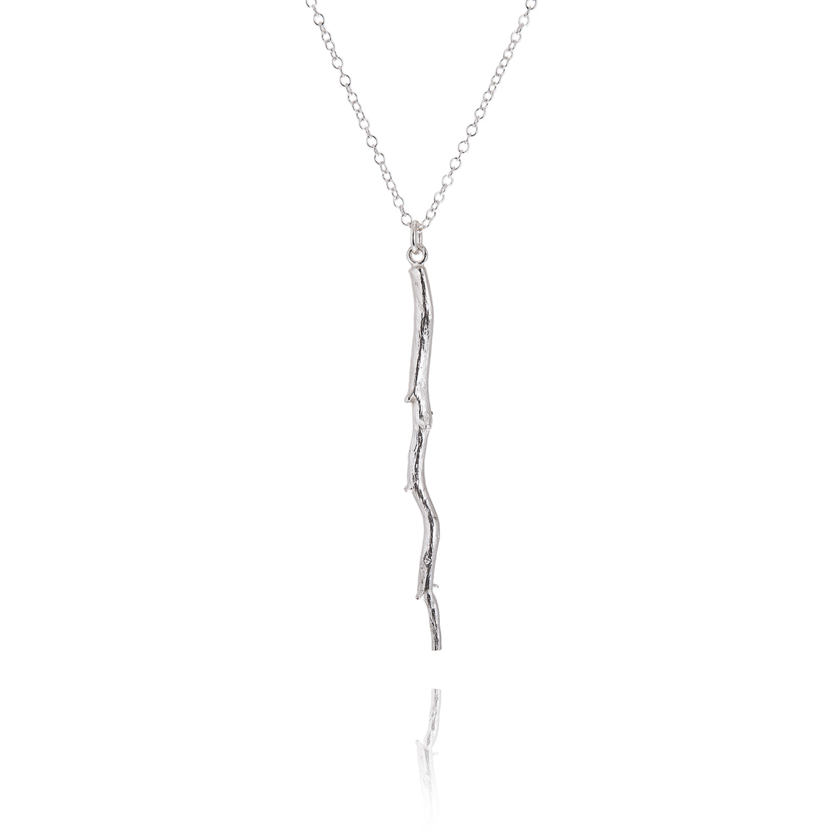 Single silver twig pendant