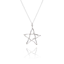 Load image into Gallery viewer, silver twig pentacle pendant 
