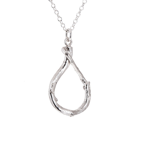 silver twig textured teardrop pendant