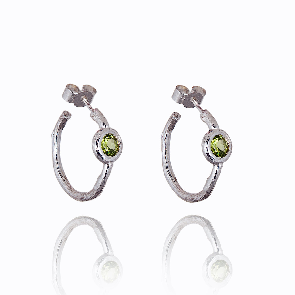 Peridot Hoop Earrings in Silver