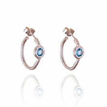 Load image into Gallery viewer, Blue Topaz Hoop Earrings in Silver
