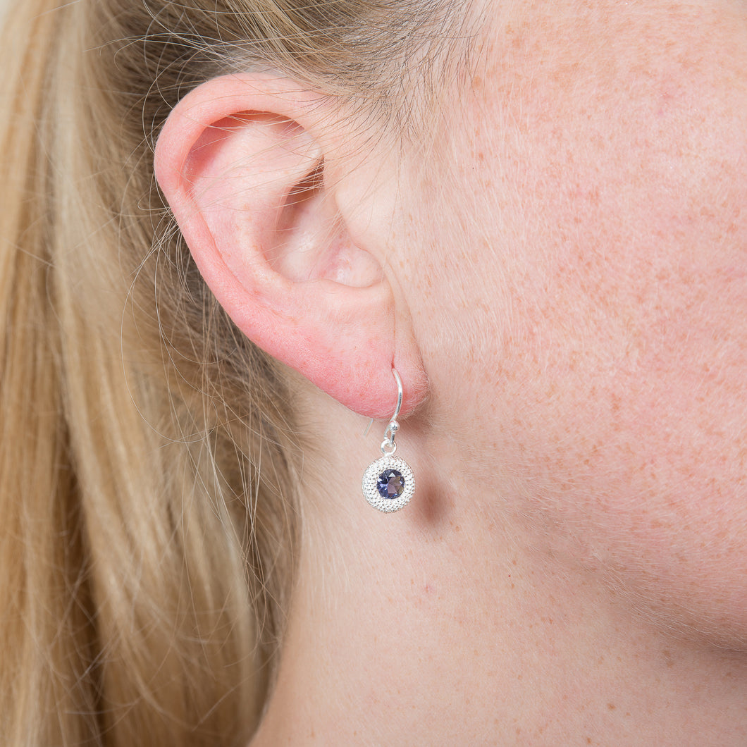 Textured Earring set with natural Iolite