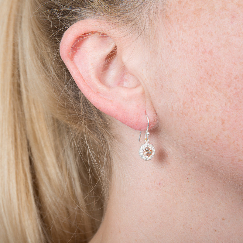 champagne diamond coloured drop earrings
