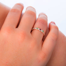 Load image into Gallery viewer, Three Stone Pink And Green Amethyst Ring
