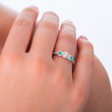 Load image into Gallery viewer, Pearl And Turquoise Three Stone Ring
