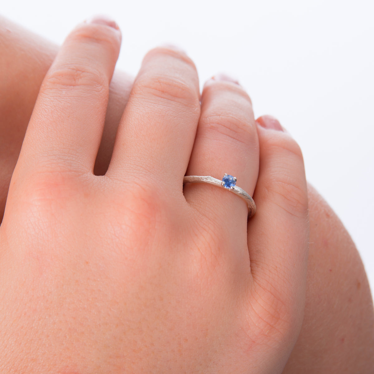 Bright Blue Sapphire Ring in Silver