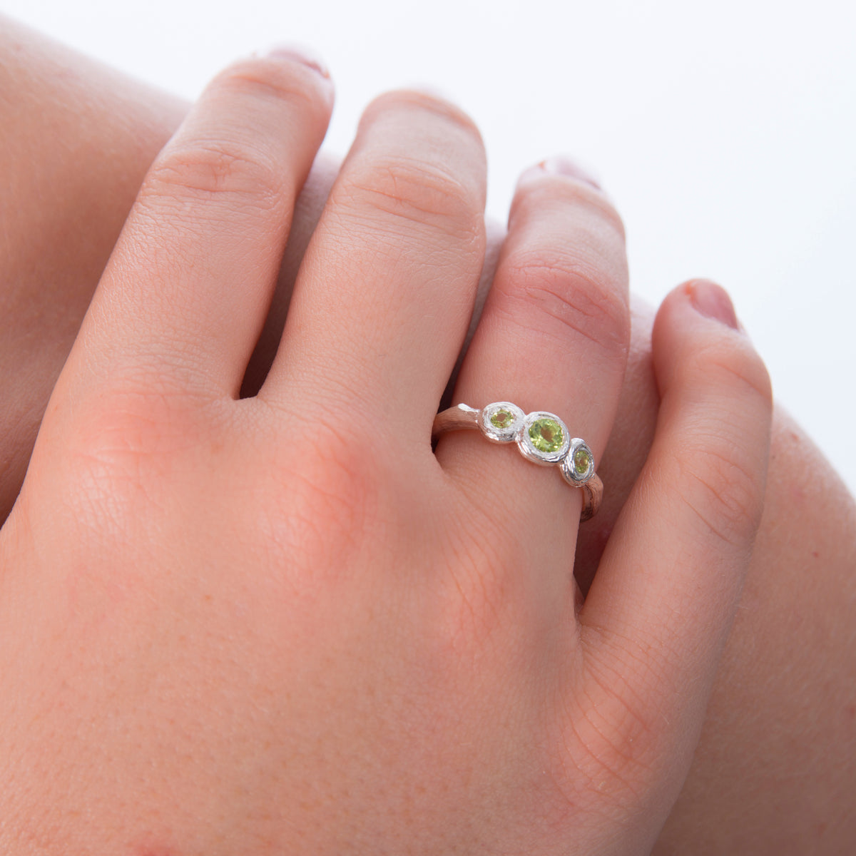 Coloured Gem Set Three Stone Ring