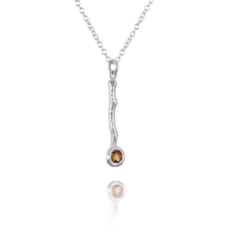 A Silver Citrine pendant in a woodland style