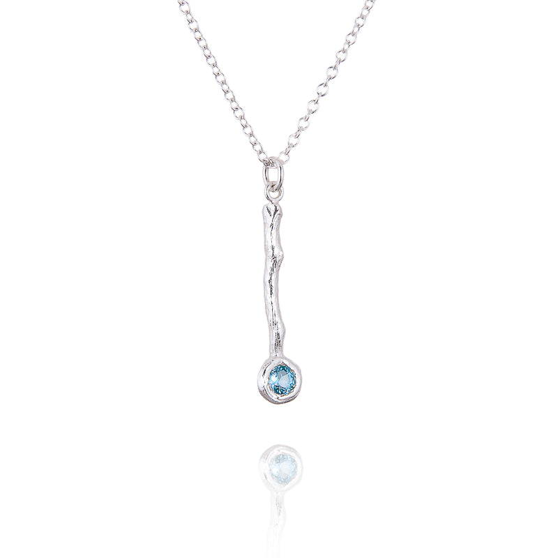 A silver twig drop pendant in sterling silver
