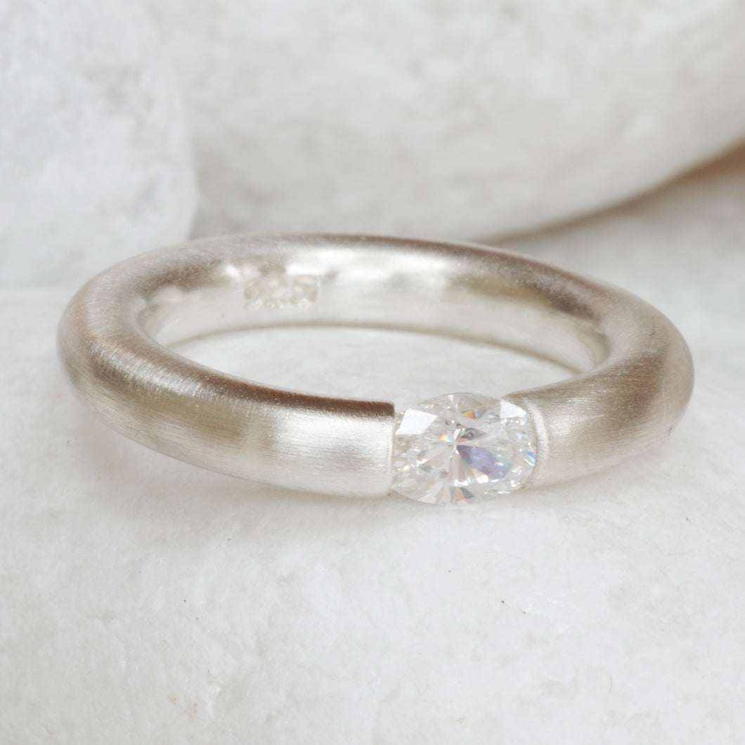 Diamond White Zirconium Tension Ring