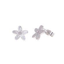 Load image into Gallery viewer, Diamond flower ear studs in silver
