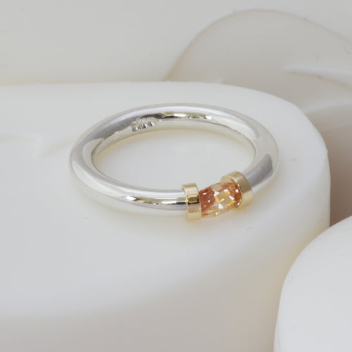 silver champagne diamond cz