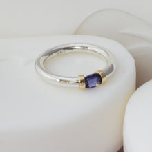 Load image into Gallery viewer, Silver Tension Ring with an Iolite.
